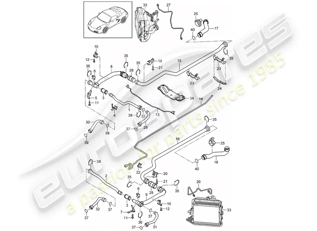 porsche 2011 (987 boxster) water cooling 2 diagrama de piezas