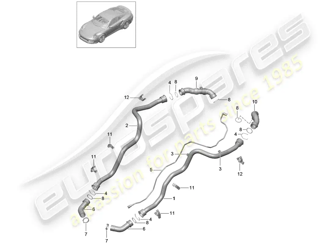 porsche 2015 (991-1 turbo) water cooling diagrama de piezas