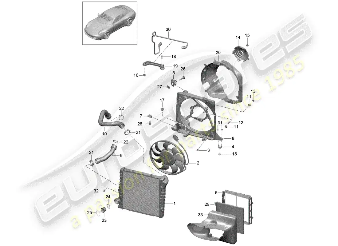 porsche 2014 (991-1) water cooling 3 diagrama de piezas
