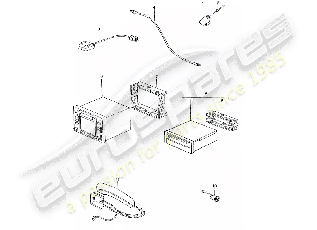 porsche 2001 (986 boxster) sistema de navegación - parte de soporte/receptor - d >> - mj 2002 diagrama de piezas