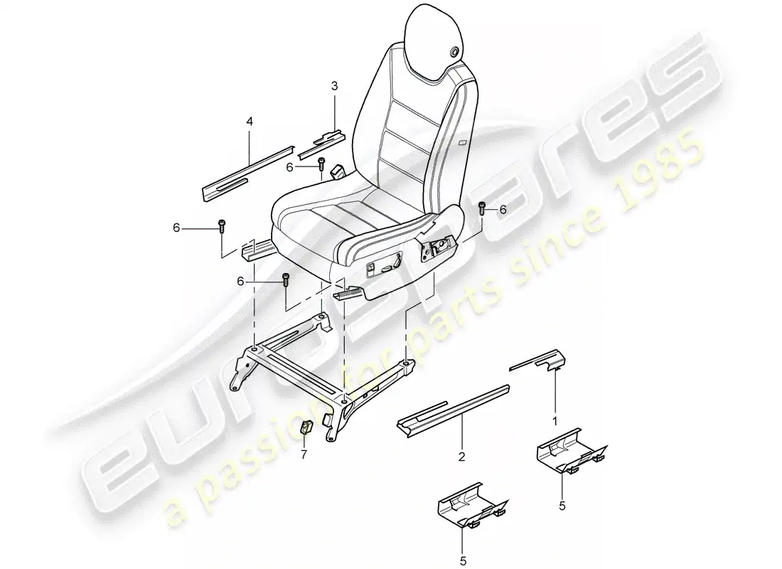 porsche 2008 (cayenne e1 9pa) asiento delantero diagrama de piezas