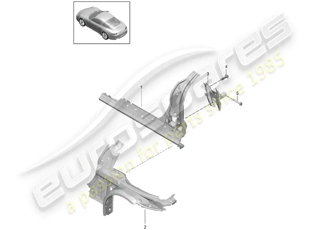 porsche 2014 (991-1) panel lateral diagrama de piezas