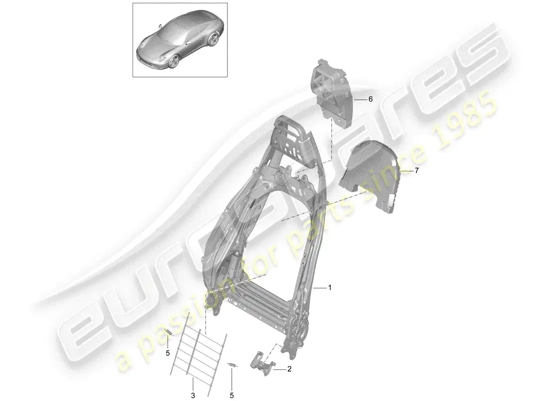porsche 2014 (991-1) marco - respaldo diagrama de piezas