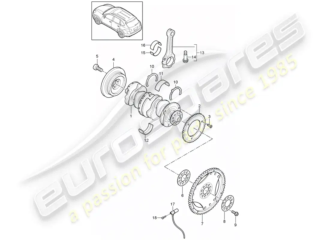 porsche 2013 (cayenne e2 92a) cigüeñal diagrama de piezas