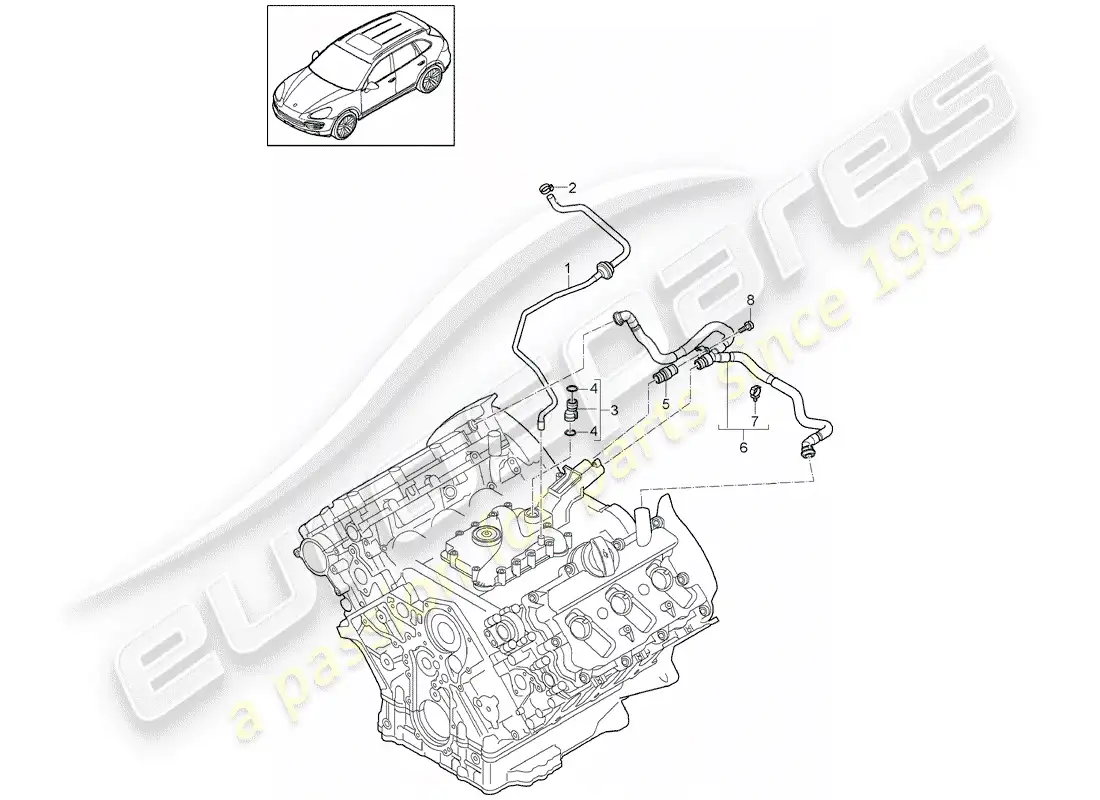 porsche 2013 (cayenne e2 92a) diagrama de piezas del respiradero del cárter