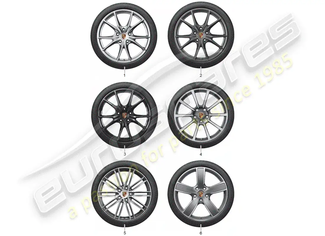 porsche 2012 (tequipment 98x/99x) 1 configurar llantas de aluminio con diagrama de piezas