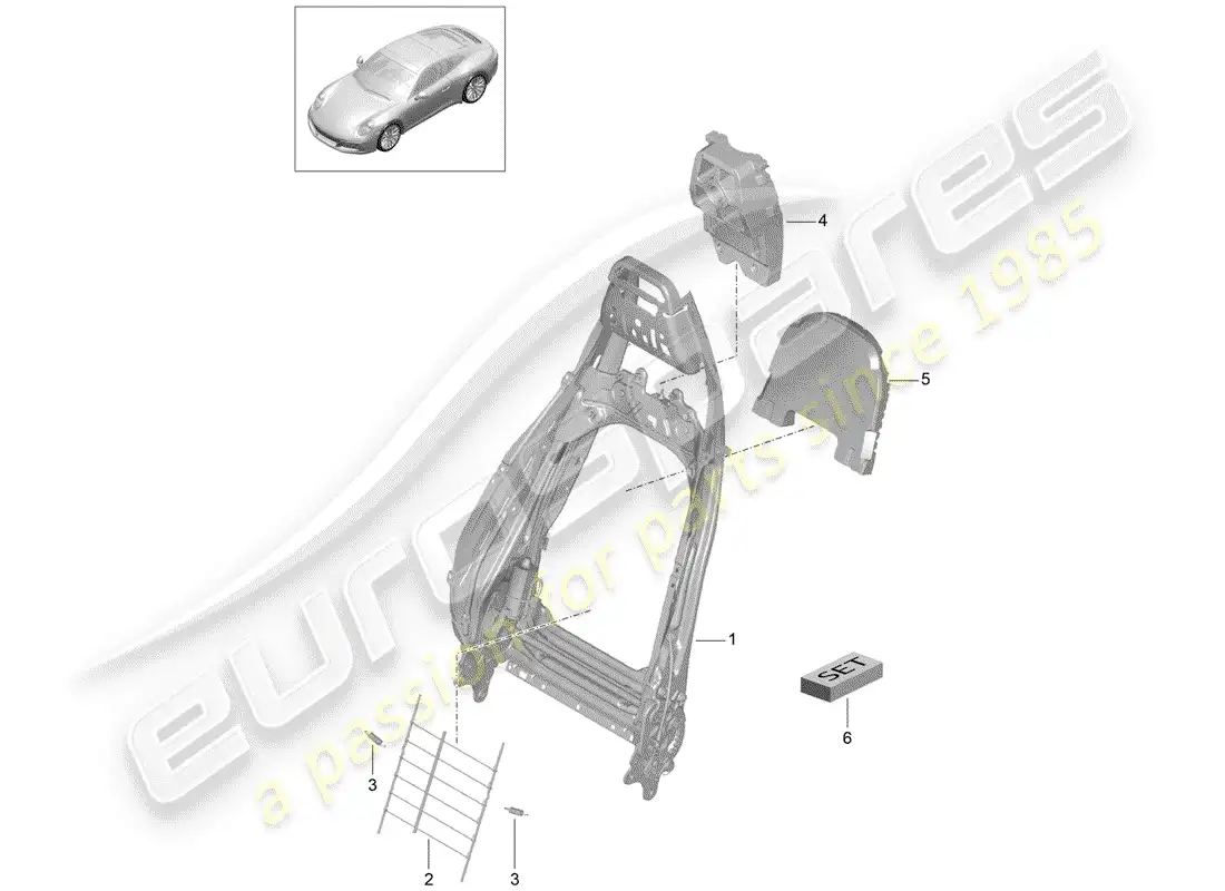 porsche 2018 (991-2) marco - respaldo diagrama de piezas