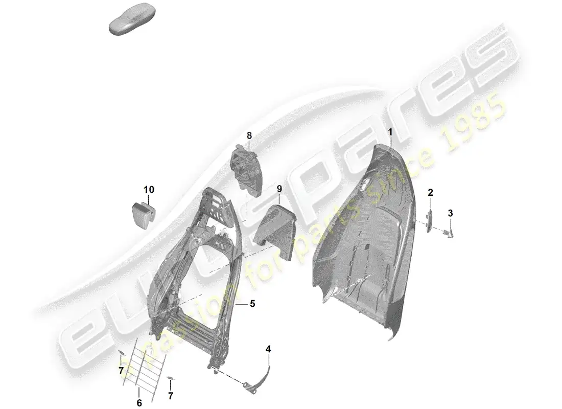 porsche 2020 (718 boxster spyder) carcasa del respaldo diagrama de piezas