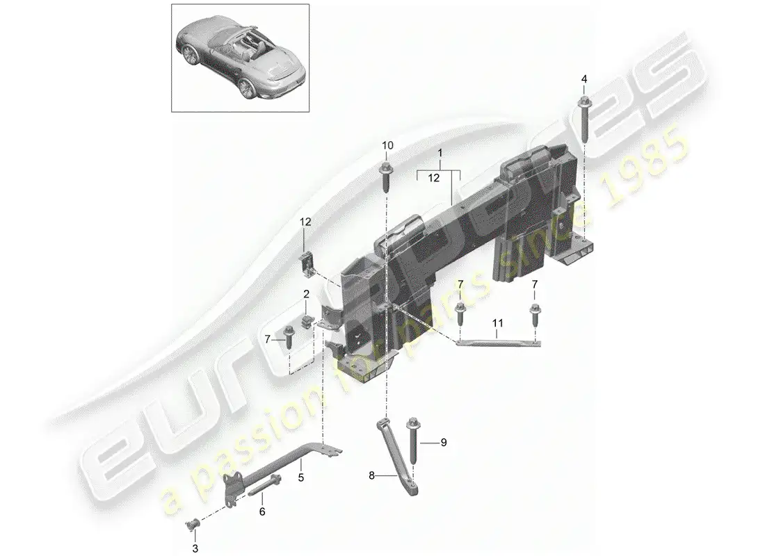 porsche 2016 (991-1 turbo) barra antivuelco diagrama de piezas