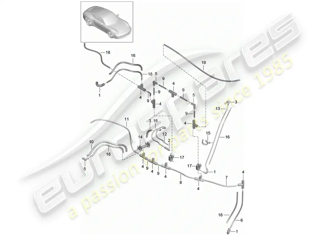 porsche 2013 (991-1) sistema de vacío diagrama de piezas