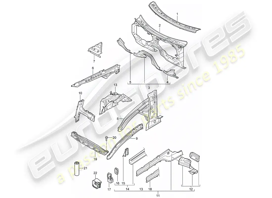 porsche 2009 (cayenne e1 9pa) interfaz diagrama de piezas