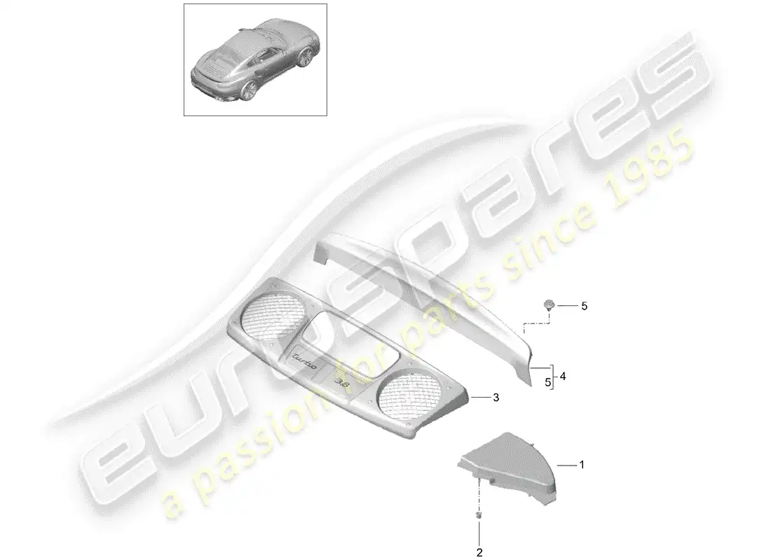 porsche 2016 (991-1 turbo) recubrimiento diagrama de piezas