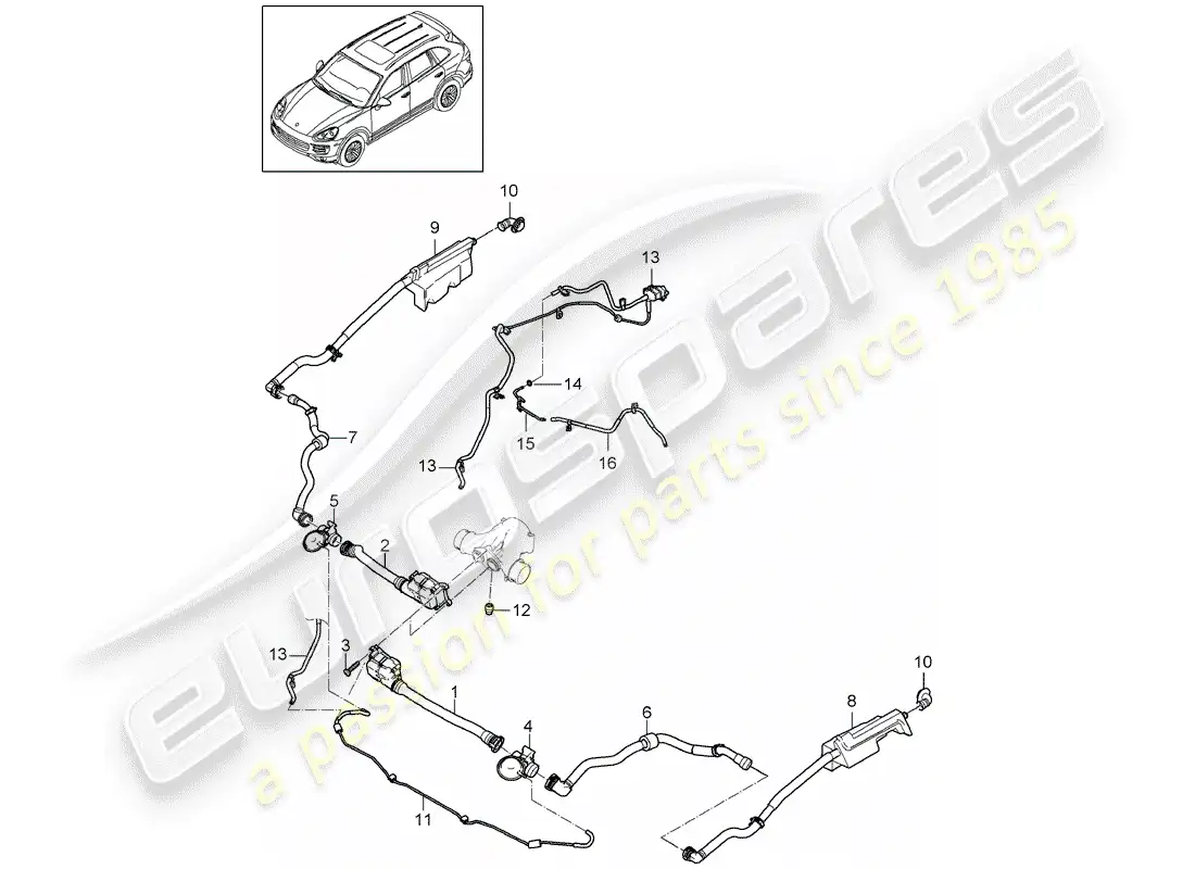 porsche 2013 (cayenne e2 92a) diagrama de piezas del enfriador de aire de carga