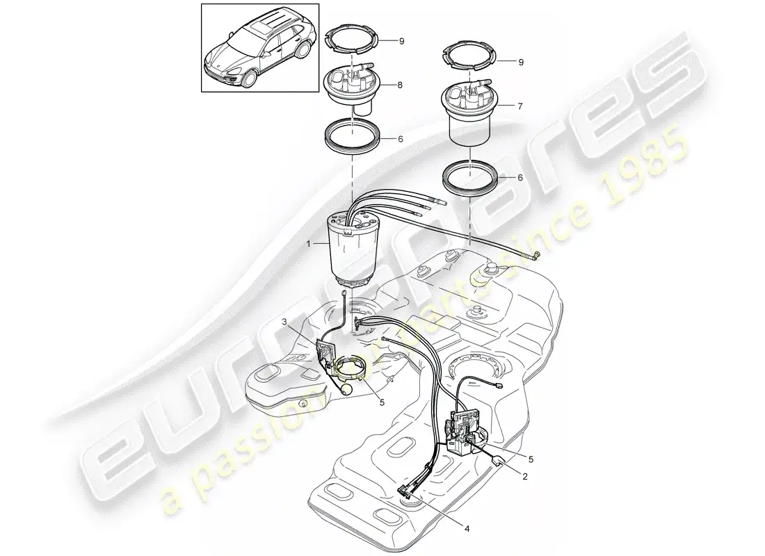 porsche 2017 (cayenne e2 92a) depósito de combustible diagrama de piezas