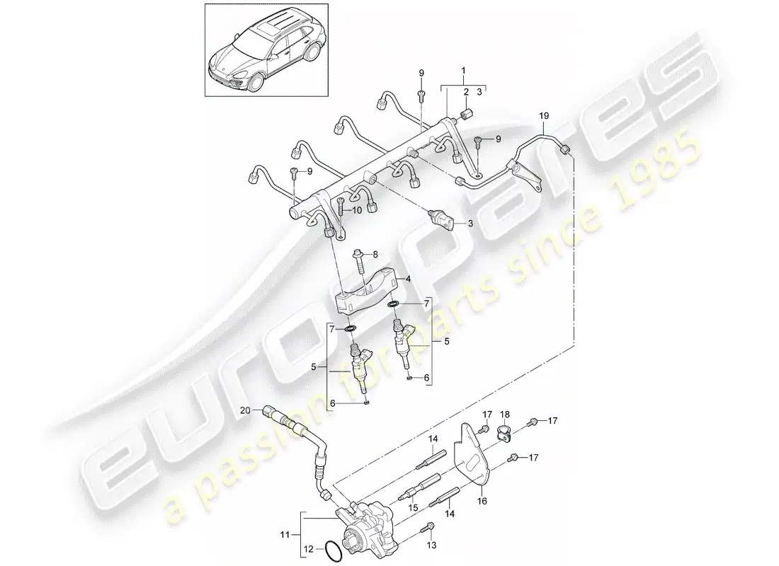 porsche 2017 (cayenne e2 92a) tubo de recogida de combustible diagrama de piezas