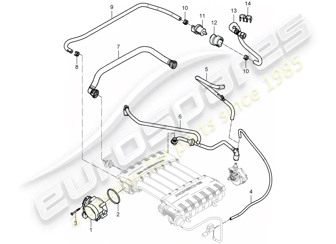 porsche 2008 (cayenne e1 9pa) cuerpo del acelerador diagrama de piezas