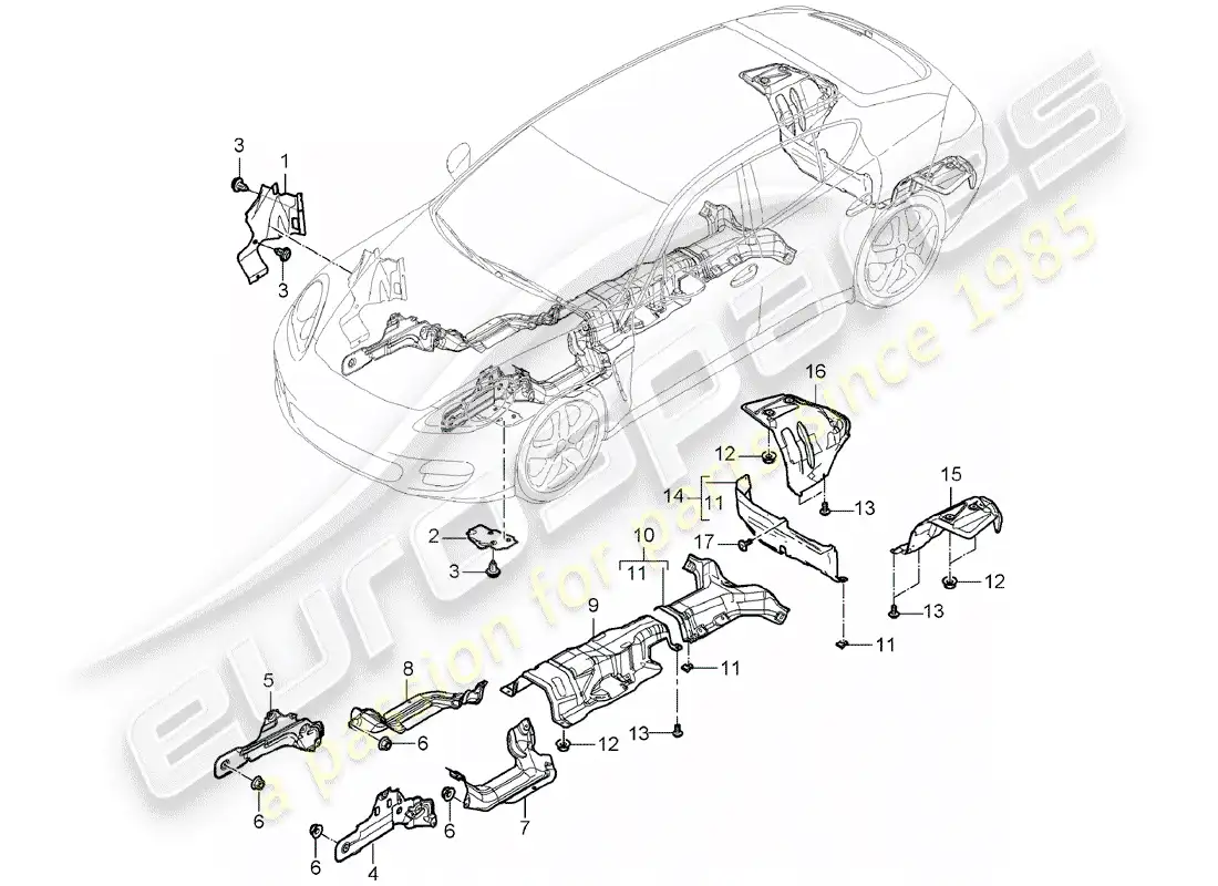 porsche 2013 (panamera 970) adornos diagrama de piezas