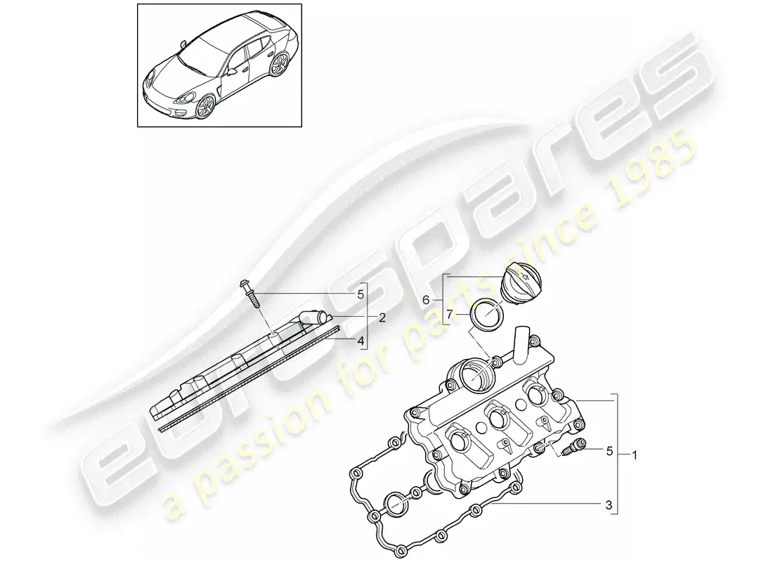 porsche 2012 (panamera 970) valve cover diagrama de piezas