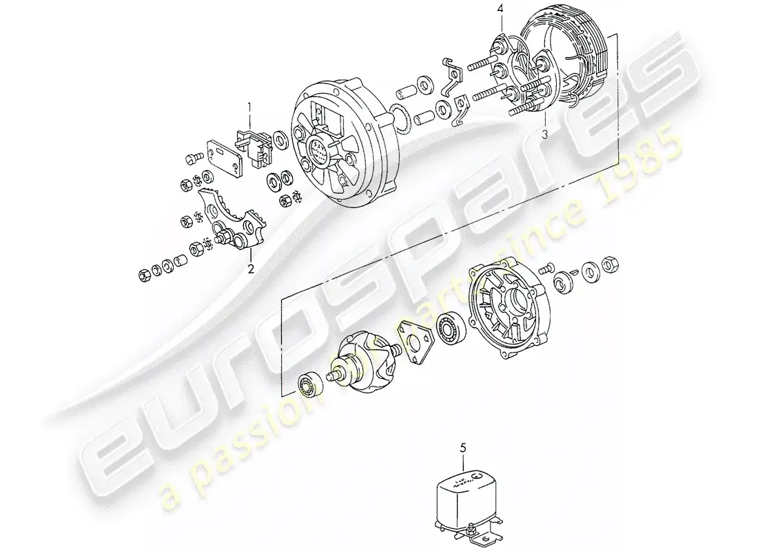 porsche 1970 (911) alternador diagrama de piezas