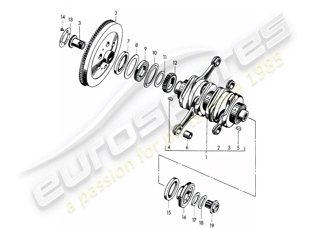 porsche 1951 (356/356a) cigüeñal - m 90 501 >> 91 000 diagrama de piezas
