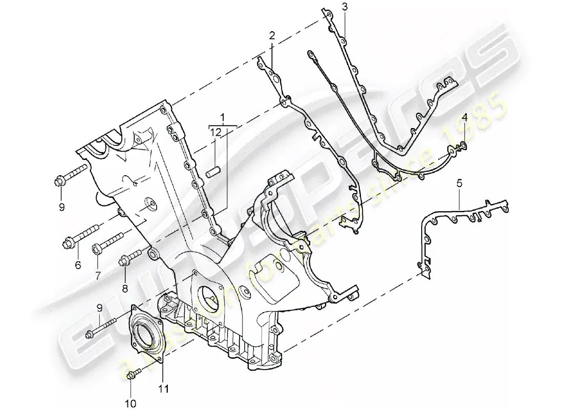 porsche 2006 (cayenne e1 9pa) tapa para cadena de distribución diagrama de piezas