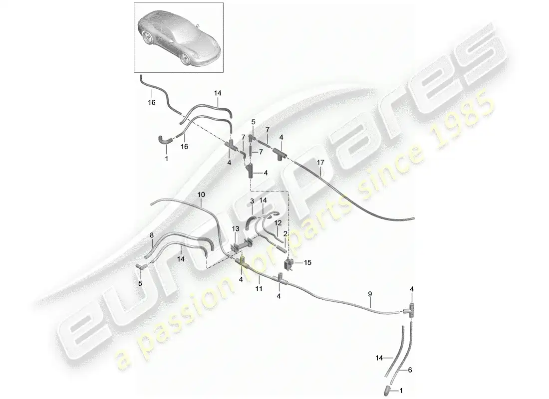 porsche 2013 (991-1) sistema de vacío diagrama de piezas