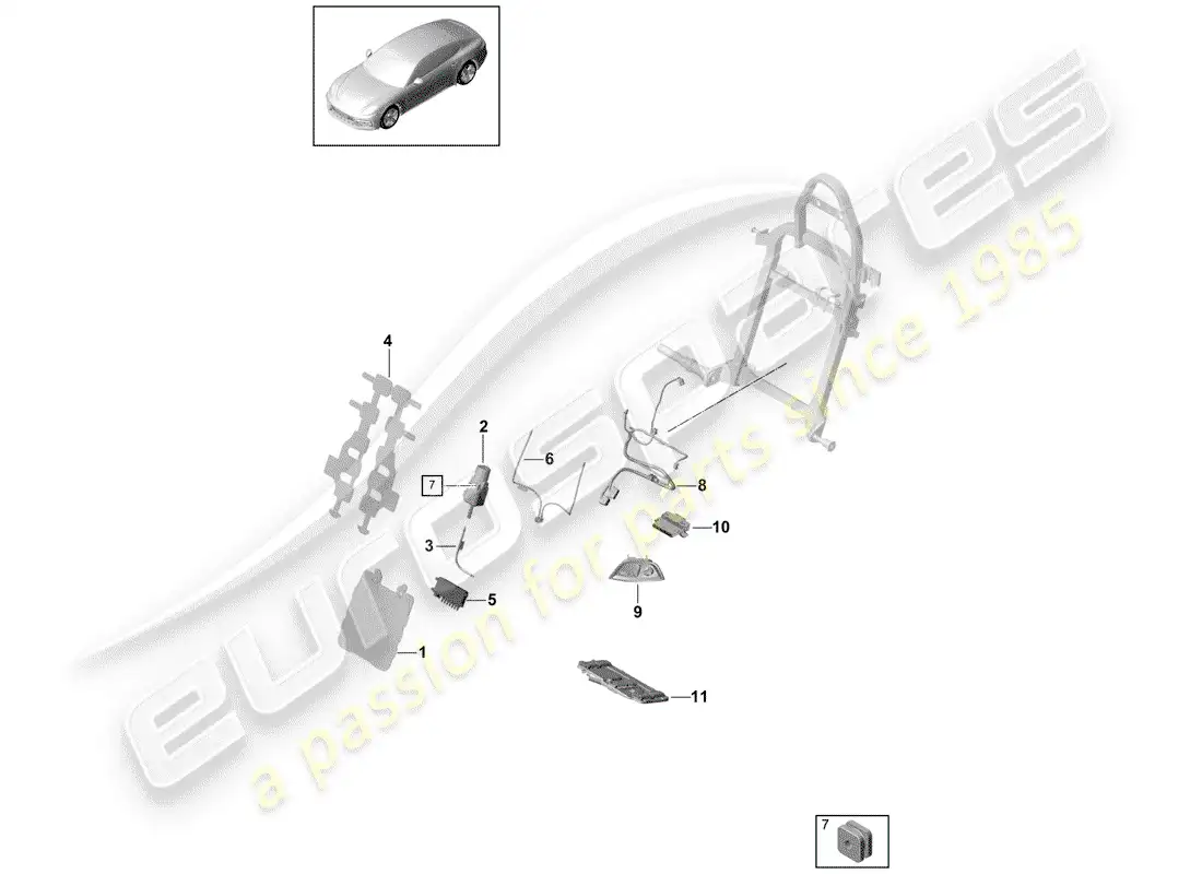 porsche 2018 (panamera 971-1) lumbar diagrama de piezas