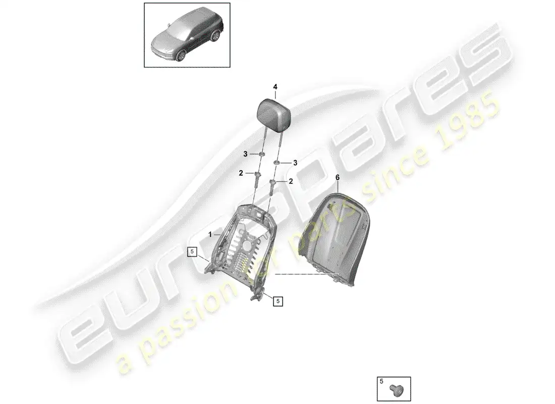 porsche 2020 (cayenne e3 9ya/9yb) marco - respaldo diagrama de piezas