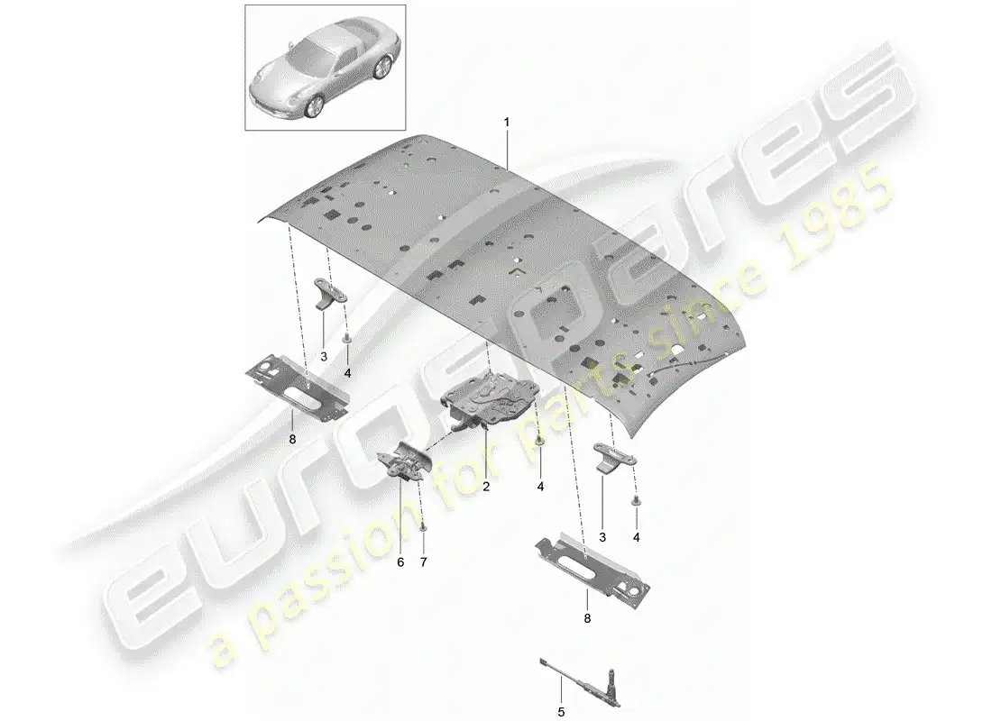 porsche 2014 (991-1) marco superior diagrama de piezas