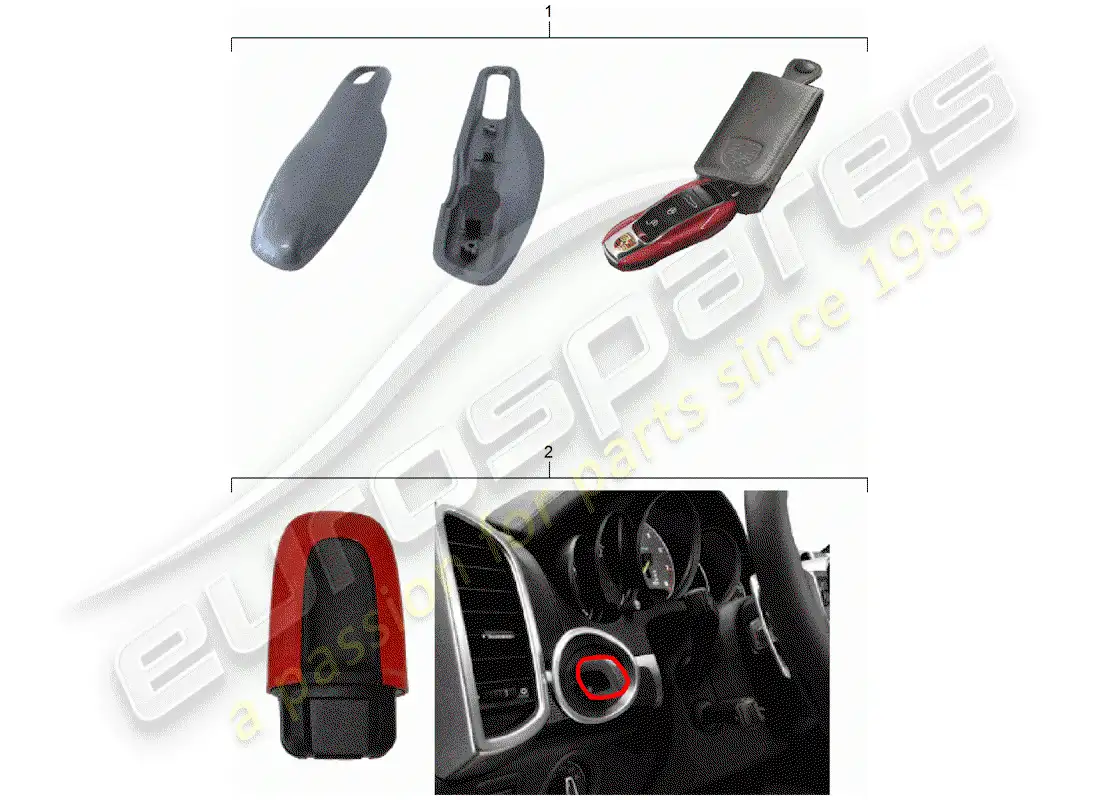 porsche 2016 (tequipment macan) cubierta de llave diagrama de piezas