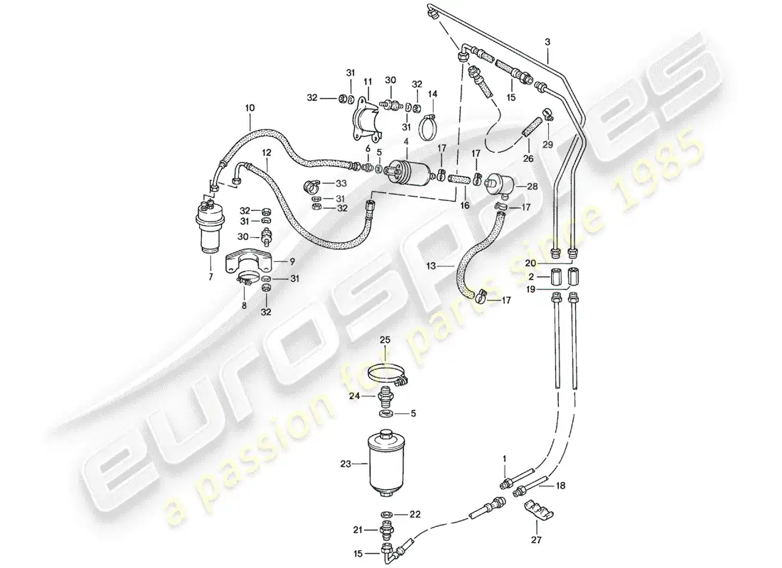 porsche 1979 (924) sistema de combustible - f 92-49100 001>> - f >> 92-49103 157 diagrama de piezas