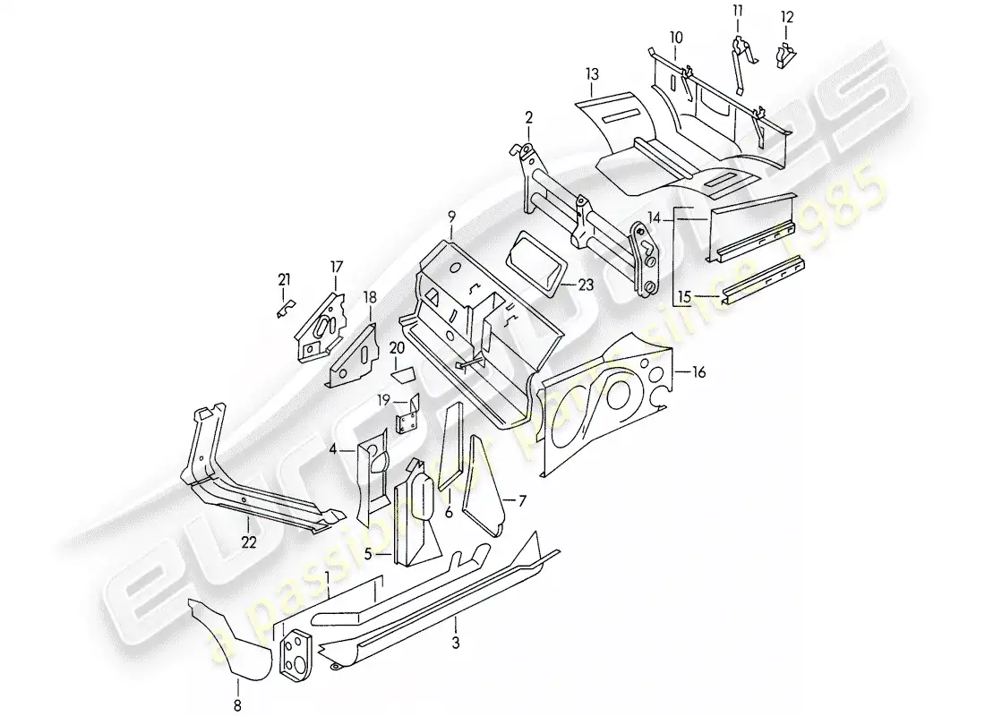 porsche 1957 (356/356a) marco - piezas individuales diagrama de piezas