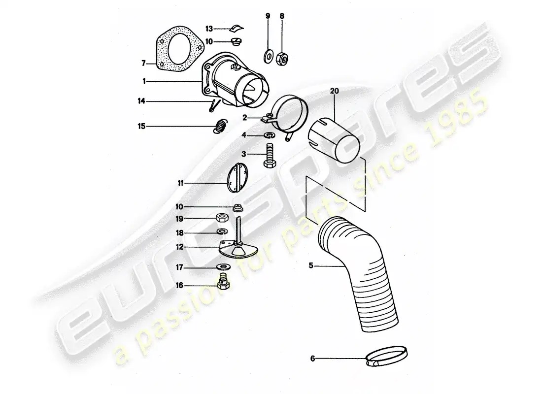 porsche 1976 (911 turbo) suministro de aire de calefacción diagrama de piezas