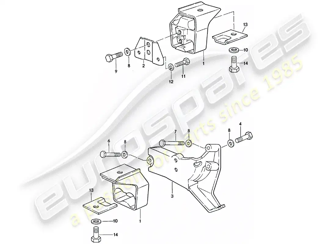 porsche 1980 (924) suspensión de la transmisión - transmisión automática diagrama de piezas