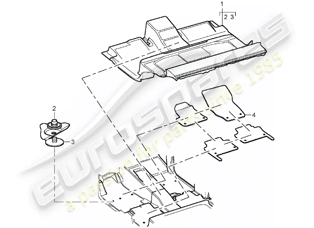 porsche 2006 (cayenne e1 9pa) cubierta de piso diagrama de piezas