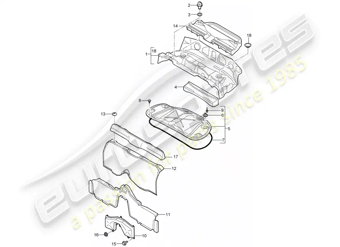 porsche 2012 (987 boxster) adornos diagrama de piezas