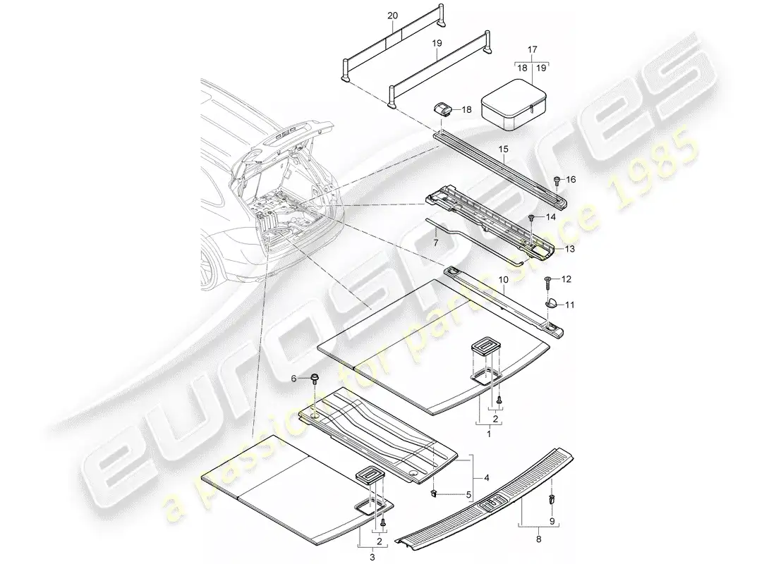 porsche 2017 (cayenne e2 92a) recubrimiento diagrama de piezas