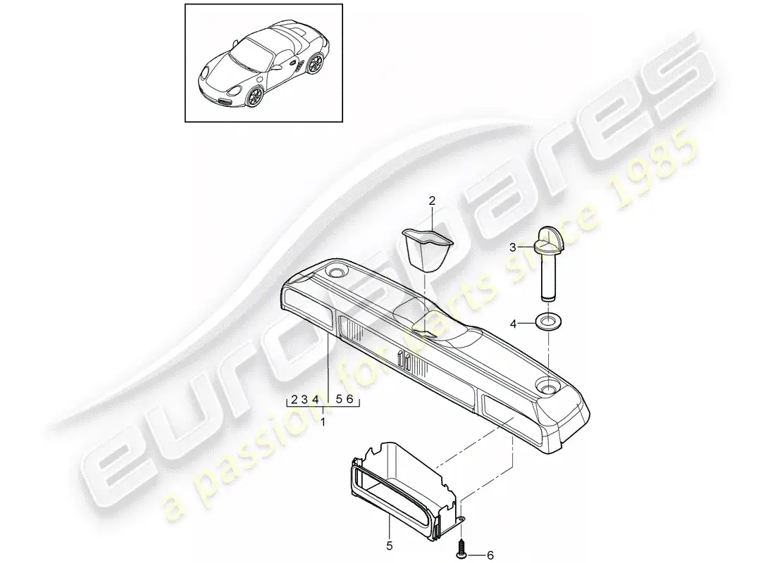 porsche 2012 (987 boxster) caja de almacenamiento diagrama de piezas