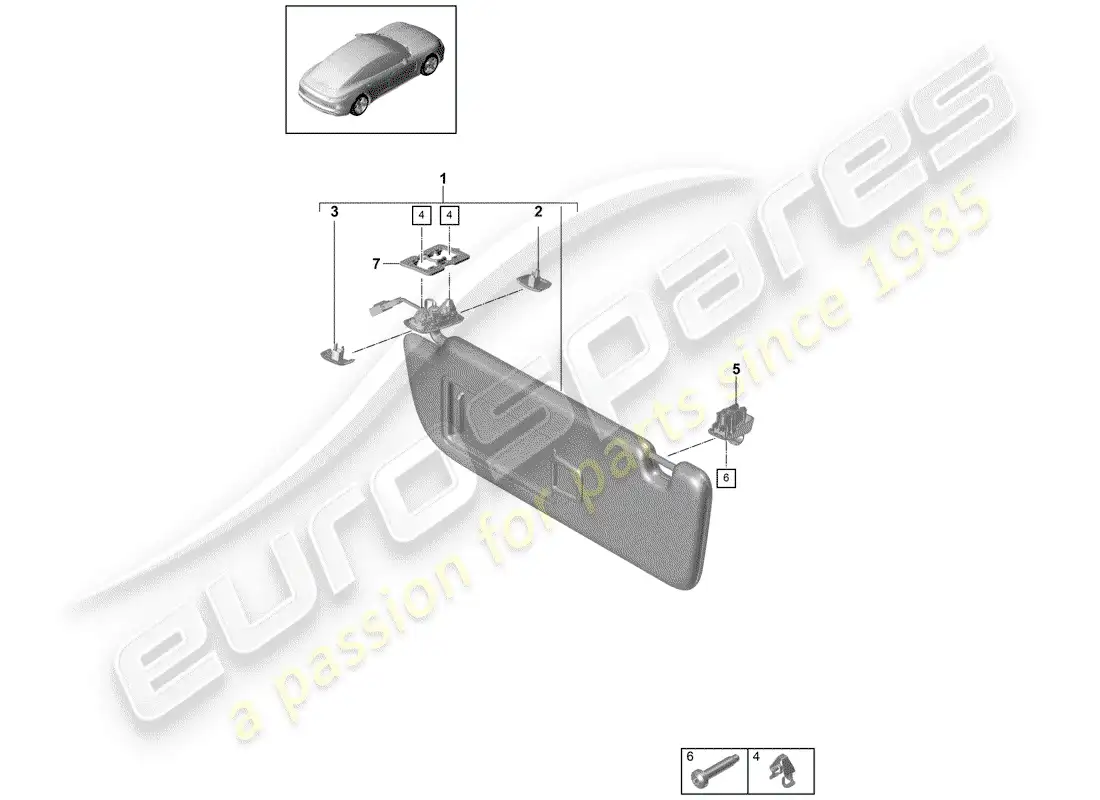 porsche 2019 (panamera 971-1) sun vizors diagrama de piezas