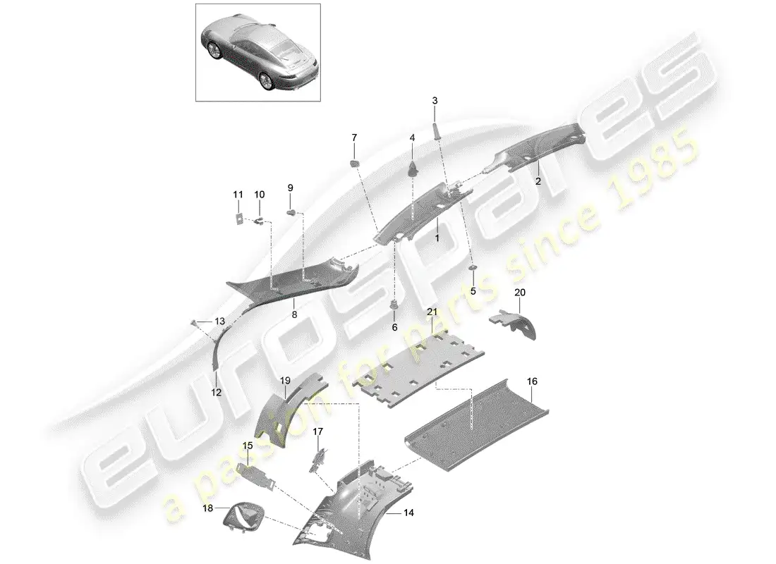 porsche 2015 (991-1) un pilar diagrama de piezas
