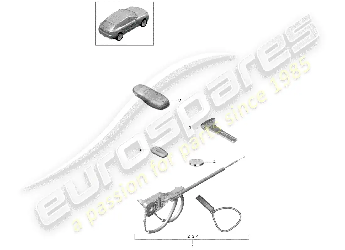 porsche 2019 (macan) 1 juego de cerraduras diagrama de piezas
