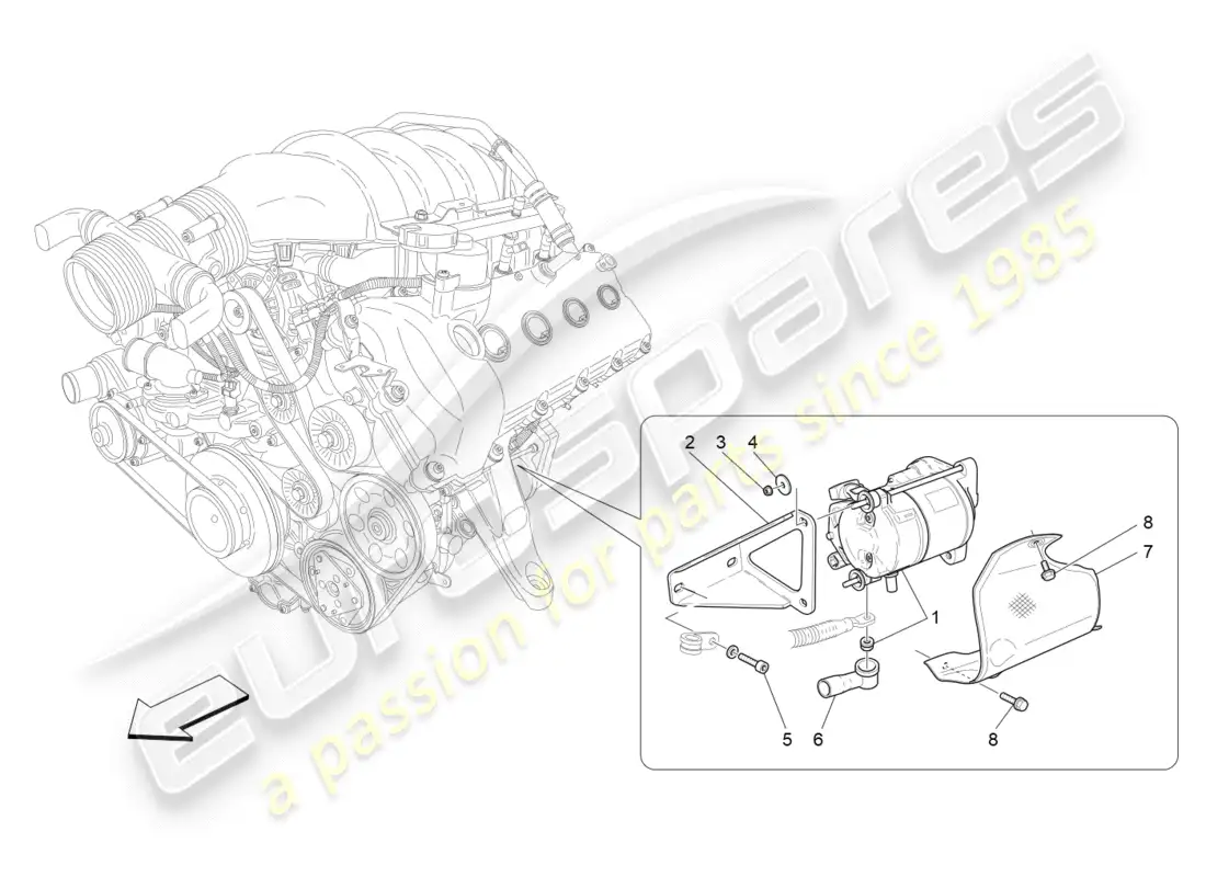 maserati granturismo s (2019) control electrónico: diagrama de piezas de encendido del motor