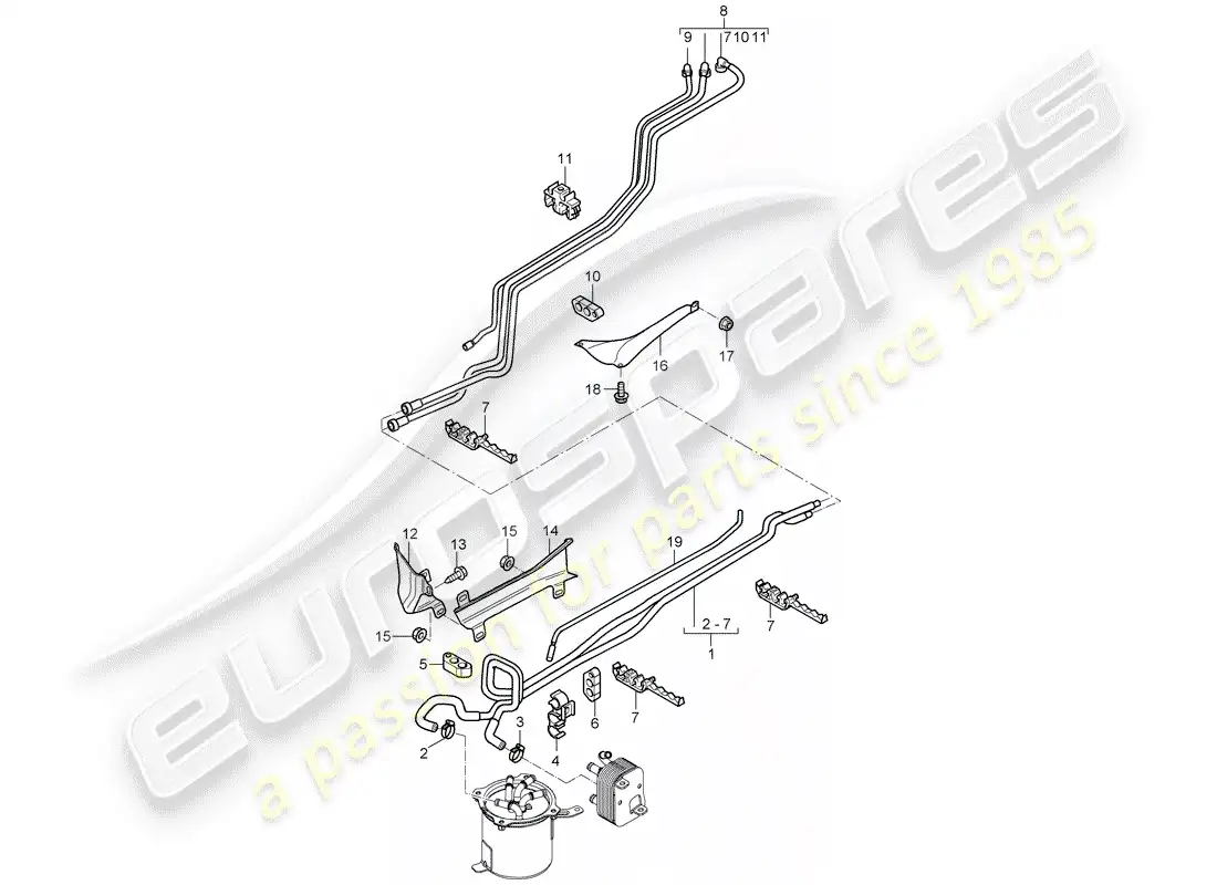 porsche 2008 (cayenne e1 9pa) fuel system diagrama de piezas