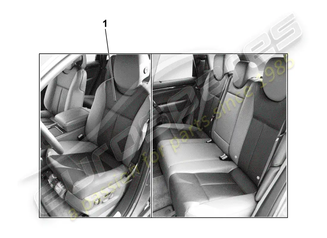 porsche 2018 (tequipment cayenne) cubierta de asiento diagrama de piezas