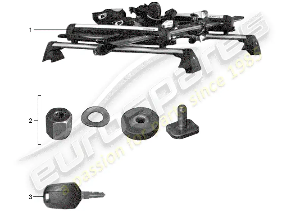 porsche 2017 (tequipment panamera) porta esquís diagrama de piezas