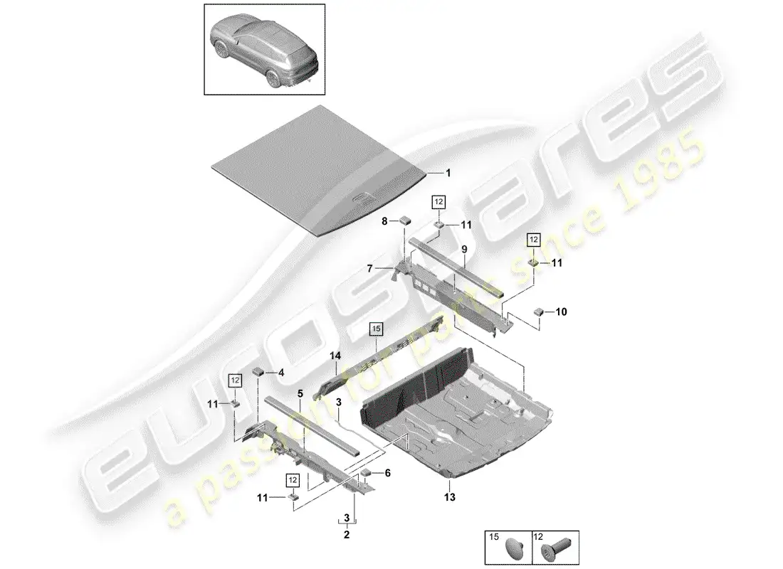 porsche 2018 (cayenne e3 9ya/9yb) recubrimiento diagrama de piezas
