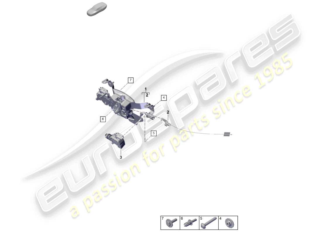 porsche 2025 (992-2 gt3) diagrama de piezas del mecanismo de bloqueo