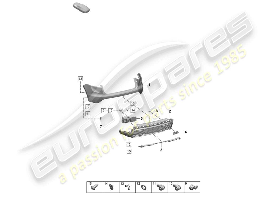 porsche 2025 (macan-e) parachoques trasero diagrama de piezas