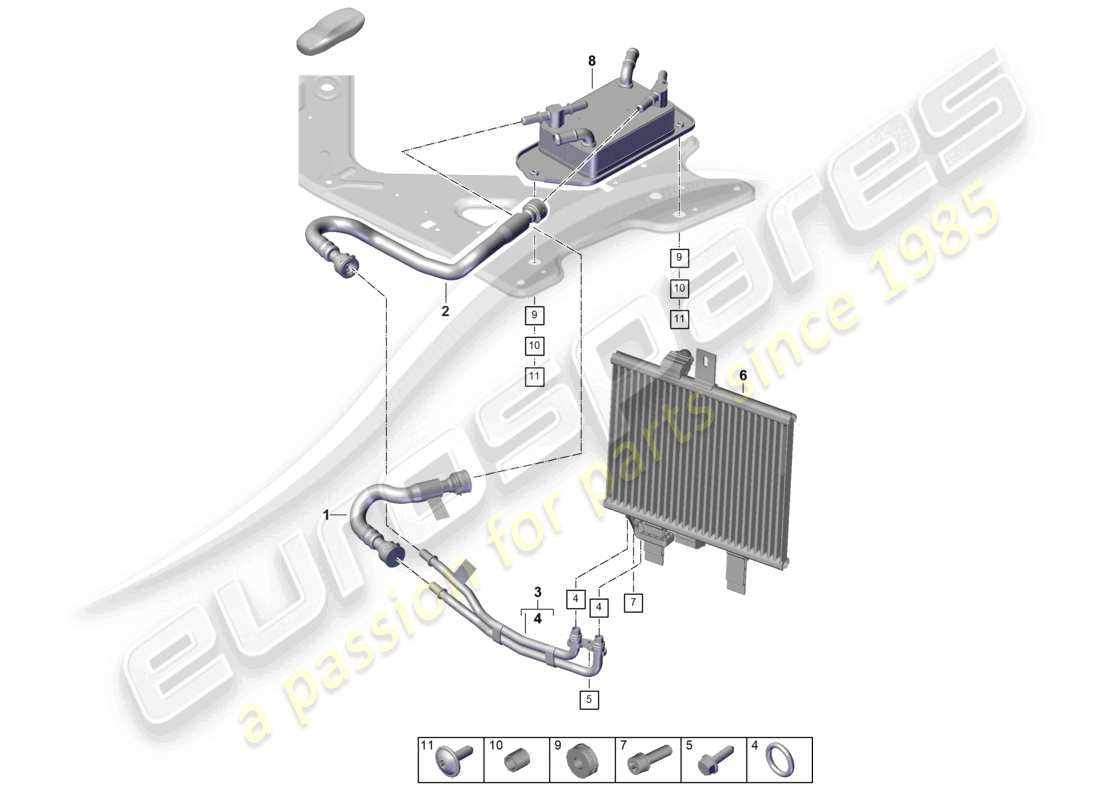 porsche 2025 (panamera 976) sistema de enfriamiento para aceite de engranajes diagrama de piezas