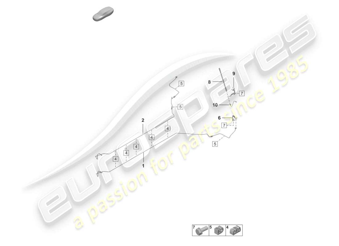 porsche 2023 (992-1) diagrama de piezas de la parte trasera de la parte inferior de la carrocería del centro de la línea de freno